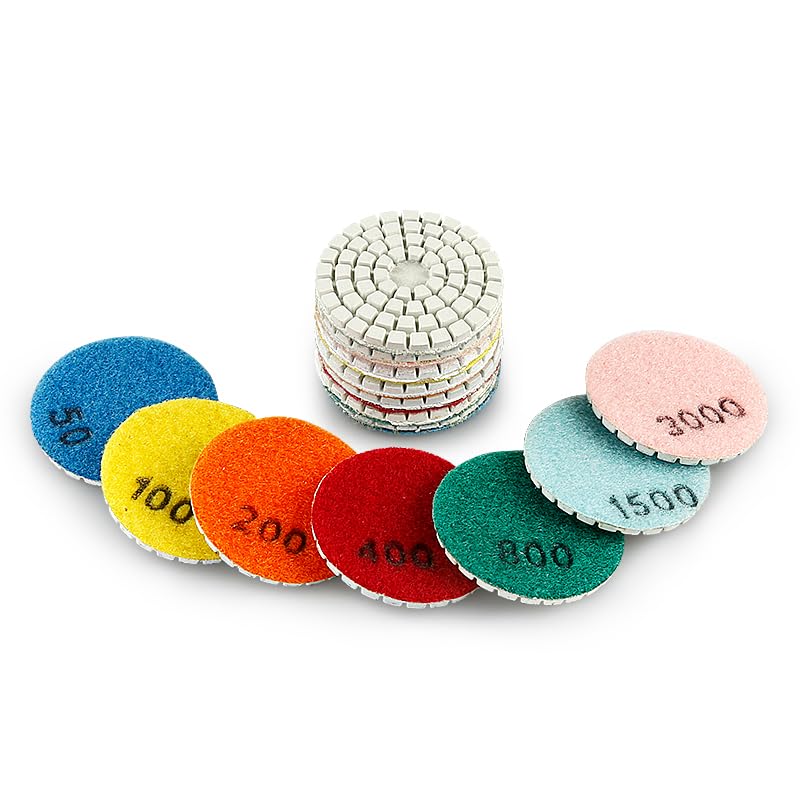 LOZLIN Tools 2 Inch 50mm Wet Diamond Polishing Pads 8PK Hook Loop Stone Buff Discs for Grinder Drill, Granite Quartz Marble Countertop Jade Curved Mirror Finish Kit