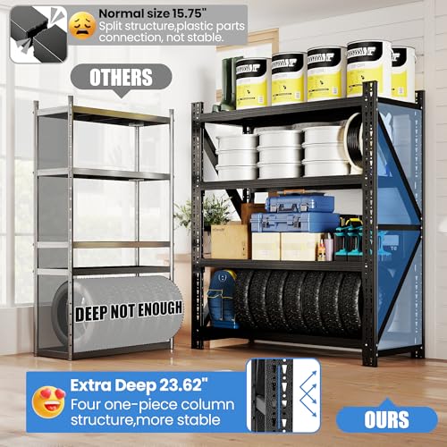 Heavy Duty Metal Shelving Units, Garage Shelves & Storage System - size: 59"W x 24"D x 69"H