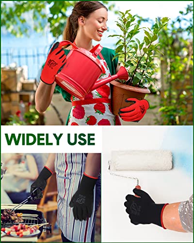 Nuogo 24 Pairs Gardening Gloves for Men Women Rubber Coated Landscaping Work Gloves Safety Work Construction - color: Black, Red