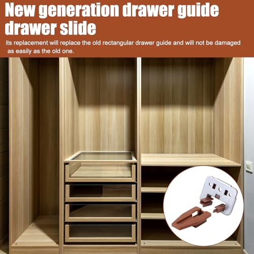 5 Sets Drawer Guide Glide for Kenlin Rite-Trak II #168, Stop & Metal Backing Drawer Slides with Screws Plastic Drawer Track Guide Replacement Repair Kit for Center Mount Drawer Dresser Nightstand