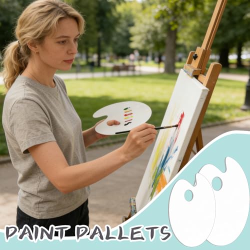 Hulameda 2Pcs Acrylic Paint Palette with Thumb Hole for Adults or Kids - color: White-2pcs-11.8*7.9+8.6*5.9inch