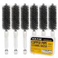 Quadruple Wire Twist Professional ID Copper Tube Pipe Cleaner for Fittings 6pcs, 1/2” Pipe Cleaning Brush Set, Stainless Steel Wire Bore Brushes for Power Drill, 1/4 Inch Hex Shank - style: 1/2"