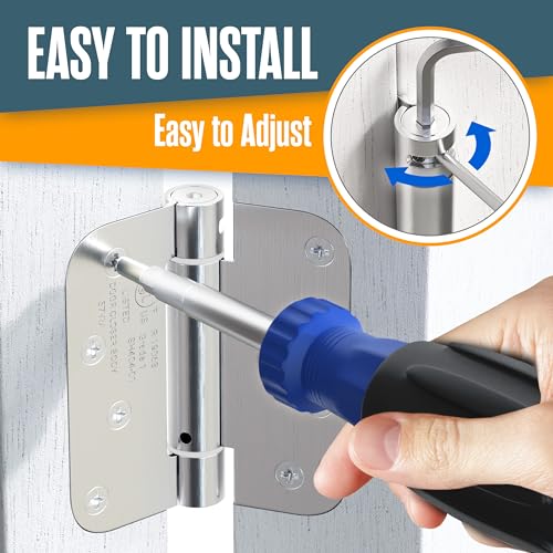 Self Closing Door Hinges Spring Loaded Automatic Closer 4 Inch Nickel 2Pk - color: Satin Nickel Finish, size: 4 Inch, 5/8 Radius