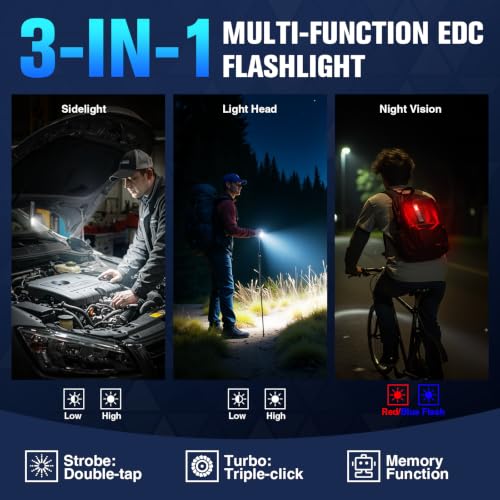 RECHOO Flat EDC Flashlight Rechargeable, 8-Mode Slim Pocket Flashlight with Magnetic Base & Clip, Lightweight Mini Rechargeable Flashlights for Everyday Carry, Working, Camping, Car Repair & Emergency - color: Orange