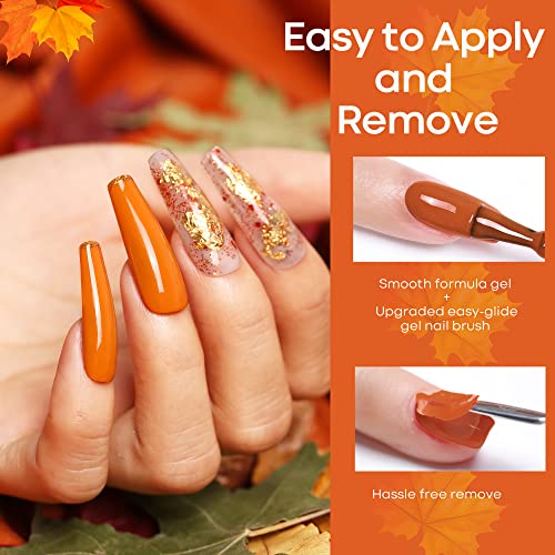 modelones 20 Colors Gel Nail Polish Kit, Fall Winter Gel Polish Set Soak Off Nail Polish Kit with Glitter, Glossy and Matte Top Base Coat DIY Manicure at Home - color: A Cozy Campfire