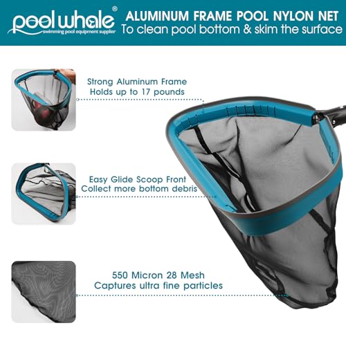 Swimming Pool Cleaning Kit - Pool Skimmer Rake Net with Pole and Brush Head