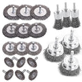 Double Elite Wire Brush for Drill Set 21 Pcs, Abrasive Wire Wheel for Drill 1/4 Inch Hex Shank, Drill Wire Brush Coarse Crimped Carbon Steel, Wire Brush Drill Attachments - style: mixed, 1/4" hex shank