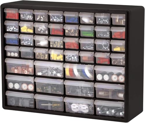 Akro-Mils 44-Drawer Plastic Storage Cabinet, 20"W x 6"D x 16"H, Black - color: Black, size: 44 Drawer, style: 1 Pack