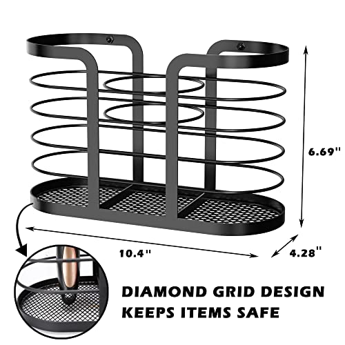 YIGII Blow Dryer Holder, Adhesive Wall Mount Bathroom Organizer, Black - color: Black-L