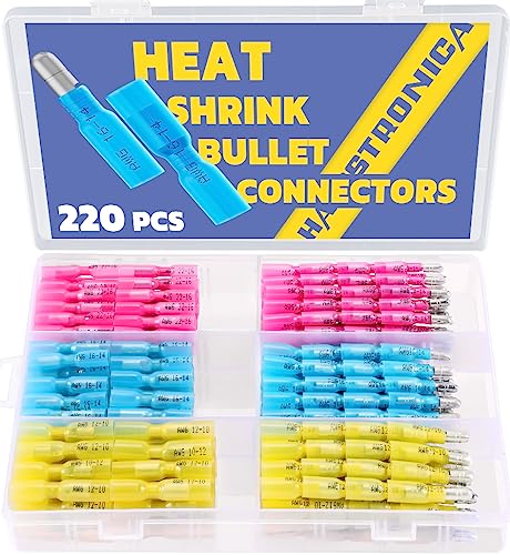 haisstronica 220PCS Heat Shrink Bullet Connectors, 22-10 AWG, Male/Female