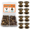 50 Sets Bronze Chicago Binding Screws Assorted Kit Nail Rivet Chicago Button DIY Leather Decoration Bookbinding Round Flat Head Stud Screw (Bronze 3/16" x1/4"-50 Sets) - size: Bronze-3/16"*1/4"-50