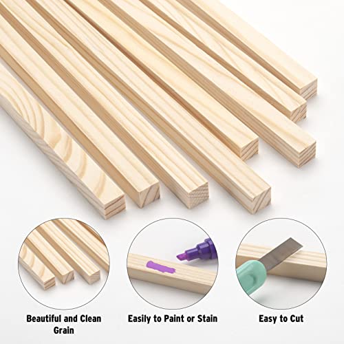 Wooden Dowels Wooden Sticks for Crafts 1/2" x 6", 20 PCS Square Wood Dowel Rods, Unfinished Hardwood Sticks Small Wood Strips for Crafting, Miniature Buildings, Woodworking - size: 1/2"×6"-20PCS