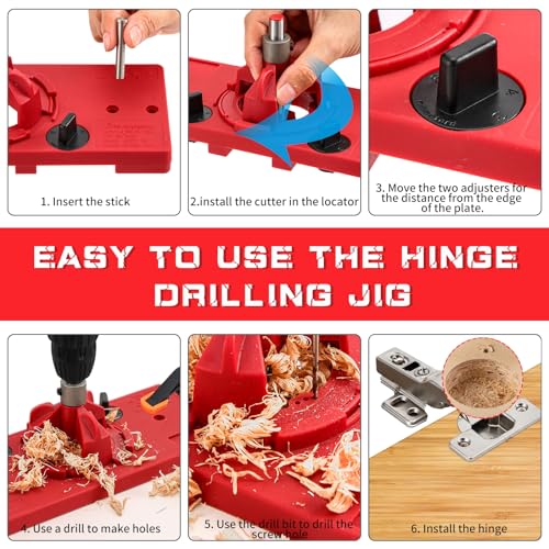 35mm Hinge Hole Jig Drill Guide Set, Woodworking Puncher Hinge Drilling Tool Set，Suitable for Face Frame Cabinet Cupboard Door Hinges Installation