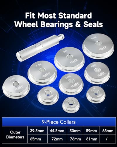 OMT Bearing Press Kit, 10pc Bearing Race and Seal Driver Set - size: 39.5 to 81 mm