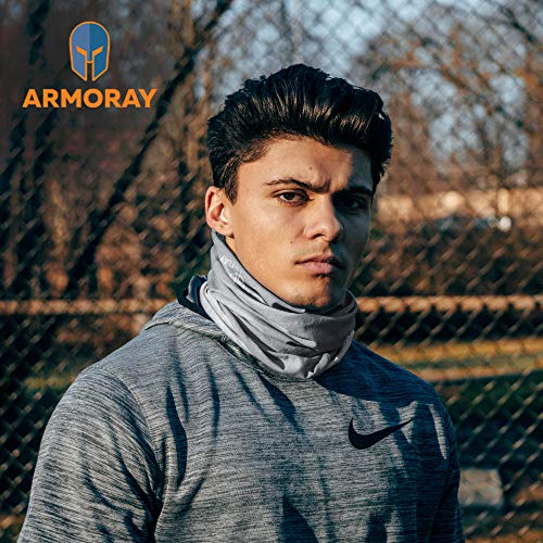 ARMORAY Neck Gaiter Face Mask - 4 Pack Reusable & Washable Cloth Face Cover - color: Black + Gray (4 Pack)