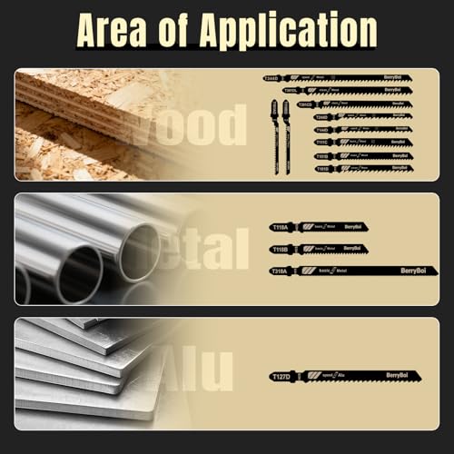 48PCS T-Shank Jigsaw Blades,6-21TPI 14-Size Jig Saw Blades for Wood and Metal Cutting,with Plastic Storage Box,Includes T144D T101B T118A T111C T244D Models