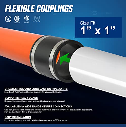 Supply Giant 1 inch Flexible coupling, Black, 10 Pack