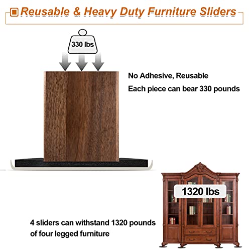 Heavy Duty Furniture Sliders for Carpet, 8 PCS 9-1/2" x 5-3/4" - size: 9-1/2 inch x 5-3/4 inch 8 PCS (Oval)