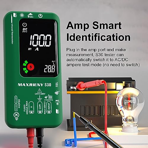 Digital Multimeter Infrared Thermometer Rechargeable Smart Voltmeter 9999 Counts Electrical Current Tester Capacitance, High/Low Voltage Diode Tester for LED Automotive Electrician Electronic