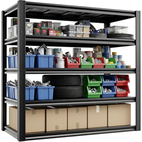 5-Tier Heavy Duty Garage Shelving, 3,000 lbs Capacity Adjustable Metal Storage Shelving Unit for Garage, Basement, Warehouse and Workshop, 54.5" W x 23" D x 83" H - size: 5T 55"W x 23"D x 83"H