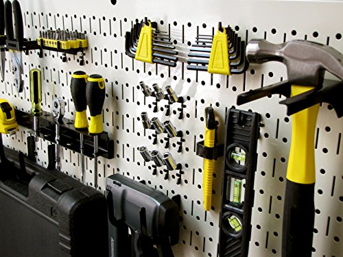 Wall Control Pegboard Rack Horizontal Metal Pegboard Garage Tool Storage Pack - Two 32-Inch Wide x 16-Inch Tall Easy To Install Peg Boards (Beige) - color: Beige