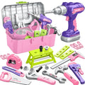 Kids Tool Set, Toddler Tool Box, Toy Drill, Construction Toys for Ages 3-5 - color: Pink