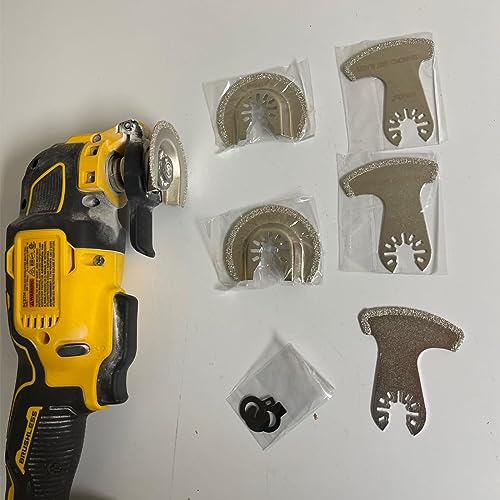 Oscillating Tool Blades, 6Pcs Diamond Carbide Multi Tool Blades for Grout Removal and Soft Tile Cut, Semi Circle Finger Segment Swing Grit Grout Oscillating Saw Blades - color: 6pcs set