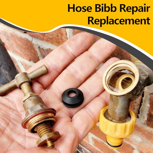 114-Piece 12 Sizes Faucet Washers Assorted Kit - Outdoor Spigot Repair Kit for Hose Bib, Water Valve - Flat & Beveled Faucet Rubber Washer Assortment, Brass Bibb Screws - size: 12