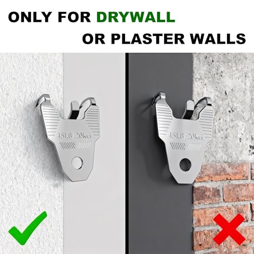 45LB 20Pcs Hardened Steel Claw Picture Hangers for Drywall,No Nails,Minimal Damage Wall Hooks for Frames, Art, Mirrors, Photos & Posters,All-in-One Hanging Hardware Kit for Room/Office Decor