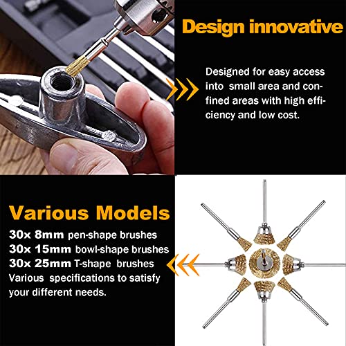 Rocaris 90 Pcs Wire Brushes Set, Brass Wire Wheels Pen Brushes Set Kit