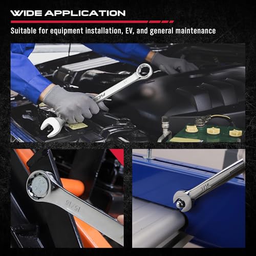 30-Piece Combination Wrench Set - Open End Wrench Set with Organizer Professional 12 Point Wrench Kit Tool for Mechanic Garages Workshops 1/4'' to 1'' & 8-22mm - style: 30-Piece Combination (SAE & Metric)