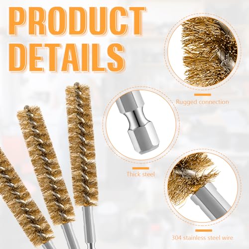 Geiserailie 5 Pieces Wire Bore Brush Drill Hex Shank, Copper - style: Copper