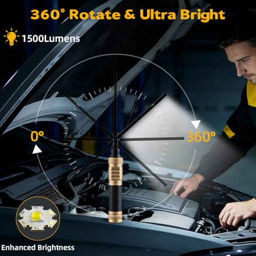 LNRYY Rechargeable Magnetic LED Work Light/Flashlight for Mechanics - color: Rose Gold