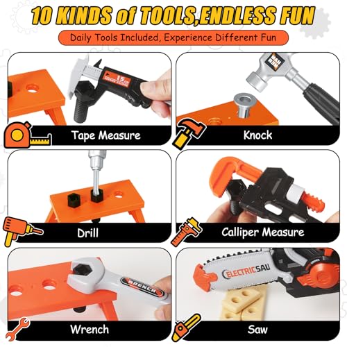 Toddler Tool Set, Kids Tool Box with Toy Chainsaw, Kids Toys for Boys 3-5