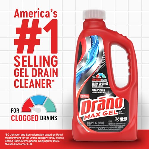 Drano Max Gel Drain Clog Remover & Cleaner, Safe for All Pipes/Septic, 32oz - size: 32 Fl Oz (Pack of 1)