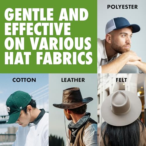 4-in-1 Professional Hat Cleaning Kit - Removes Dirt and Stains, Gentle Hat Cleaner for Baseball Caps, Fitted Cowboy, & Felt Hats, Complete Hat Cleaner with Hat Deodorizer, Brush & Microfiber Cloth