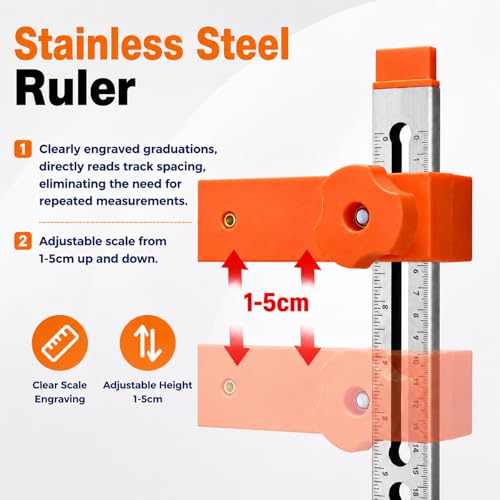 Drawer Slide Installation Jig with Toggle Clamp,Cabinet Hardware Jig with Magnetic Arm Punch Locator, Installing Faster, Straighter, and Smarter(4 Layers)