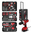 KINGTOOL Home Tool Set Kit - 286 PCS Home Auto Repair Tool Kit with Rolling Tool Box, Mechanic Tool Sets with 21V Max Cordless Power drill, Perfect for Homeowner, Diyer, Handyman - style: 286-Pieces