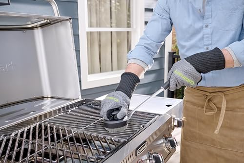 Cuisinart 3-in-1 Chainmail Grill Cleaner, Bristle-Free Dual Function Heavy-Duty Grill Brush with Removable Head, Worry-Free Stainless Steel Steam Clean BBQ Scrubber for Grills & Griddle - color: Chainmail Grill Cleaner Brush