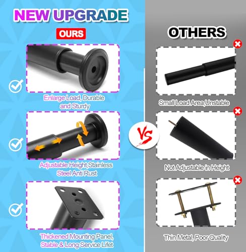 Uenhoy Set of 4 Adjustable Furniture Legs 3.15-4.72 Inch Metal, Black - color: Black, size: 3.15 - 4.72 Inch