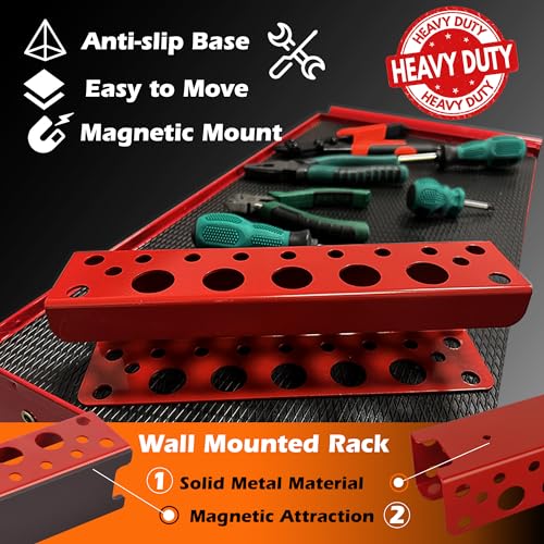 ULIBERMAGNET Magnetic Screwdriver Holder,Heavy Duty Pliers Metal Organizer Rack,Wall Mount Garage Organizer for Screwdriver, Plier, Shears,Tools Holder Rack for Garage,Tool Cart,Pegboards,Workbench - style: Red Magnetic Screwdriver Rack