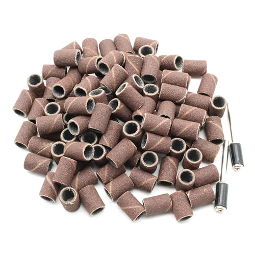 TEMO 100p 1/4" Grit 180 Medium Sand Drum w 2 Mandrel for Dremel Rotary Tool - size: 1/4" #180
