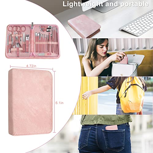 Women Manicure kit Professional sat Nail Set kit Pedicure Kit 30 in 1 Nail Clippers for Women Grooming Nail Care kit with Luxurious Travel Case Pink - color: 30 in 1 Pink