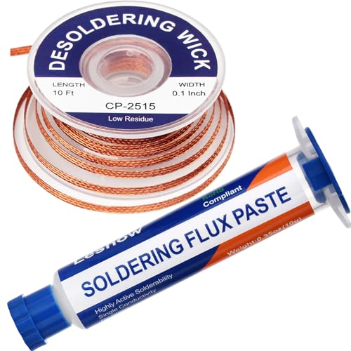Solder Flux Paste And Solder Wick Braid, No Clean Soldering Flux(10cc) Soldering Remover Tool, 10ft Desoldering Wick Braid For Electronics Repair For Disassemble Electrical Components - style: 1pcs+1pcs