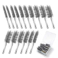 16 Pcs Wire Brush Set for Drills, Stainless Steel and Brass Bore Cleaning Brushes with 1/4" Hex Shank, Compatible with Power Drills, Grinders, and Impact Drivers (8-25mm) - color: Silver