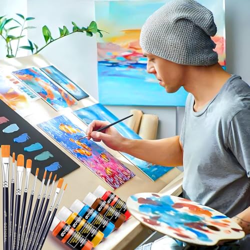 GOTIDEAL Acrylic Paint Set, 24 Colors (59ml, 2 oz), with Paint Brushes - color: 24 Colors (59ml)