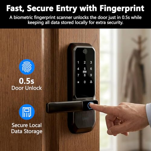 UMIKSMART WiFi Smart Door Lock with Camera, Fingerprint Keypad, App Control - color: Black