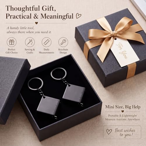 Quelay 2 Pcs Mini Tape Measure Keychain,Small Measuring Tape, Black - color: Black