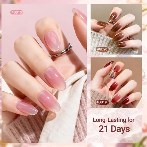 JODSONE 36Pcs Jelly Gel Nail Polish Kit 32 Colors with U V Light Crystal Transparent Classic Color 4 Functional Gel for All Seasons - color: KIT-19