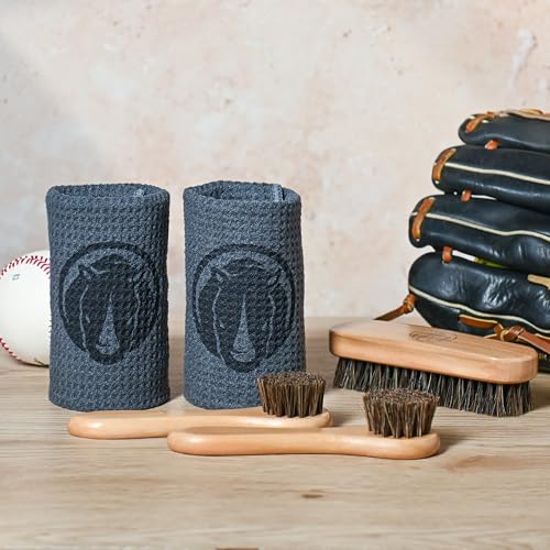 Rhino Wax Baseball Glove Brush Kit with Cleaning Brushes & Cloths for Mitts